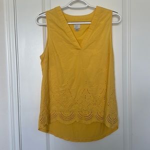 A New Day Yellow Tank with Eyelet Embroidery